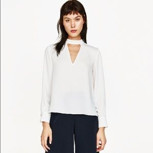 Zara V-cutout Blouse - Winter White